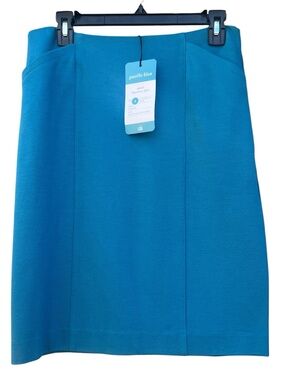 NWT CAbi Sigourney Pacific Blue Pencil Skirt Tailored Office Staple Size 4